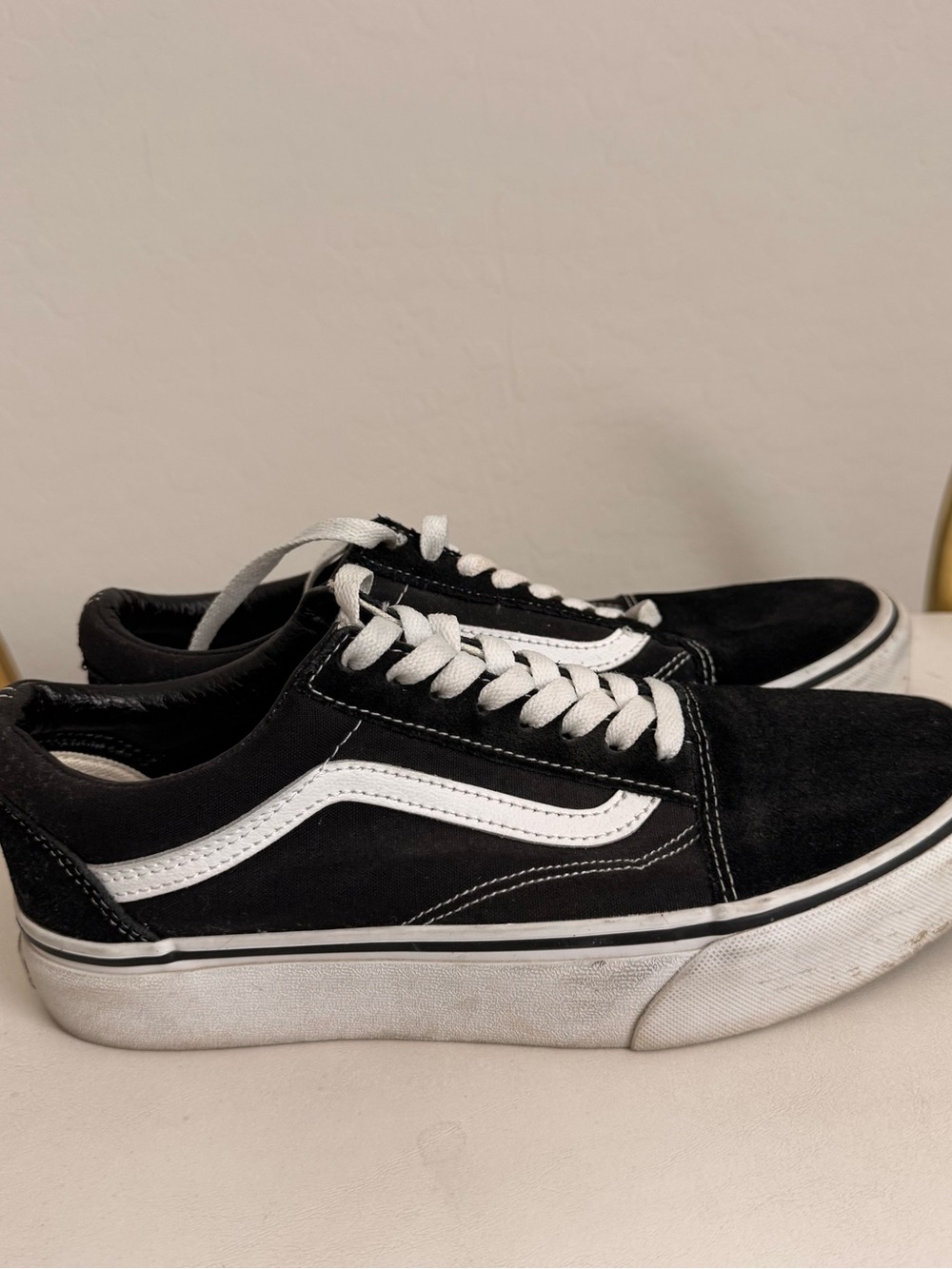 Vans Black and White Old Skool Low-Top Sneakers - Women's